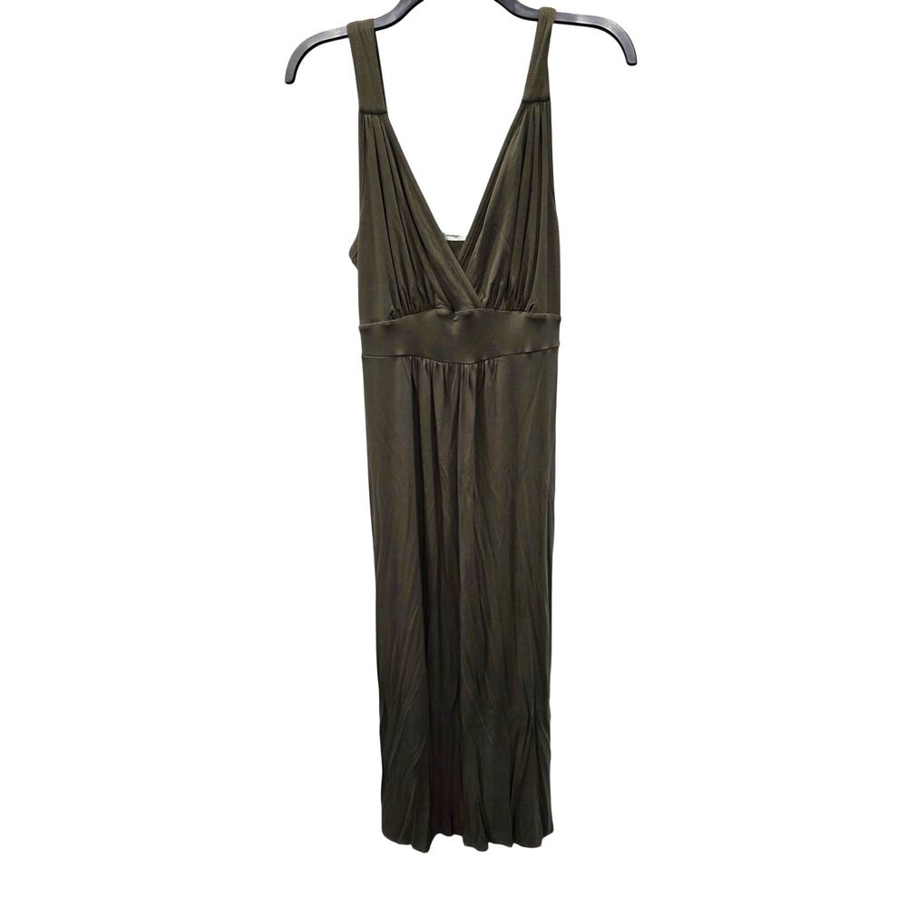Loveappella Maxi Dress M Olive Surplice V Neck Empire Waist NWT $72